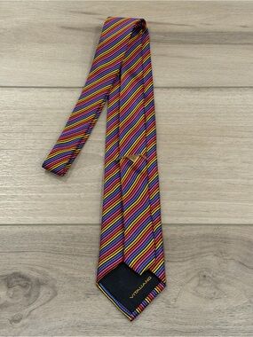 VITALIANO PANCALDI Italy Tie Vibrant Rainbow Striped Luxury Necktie